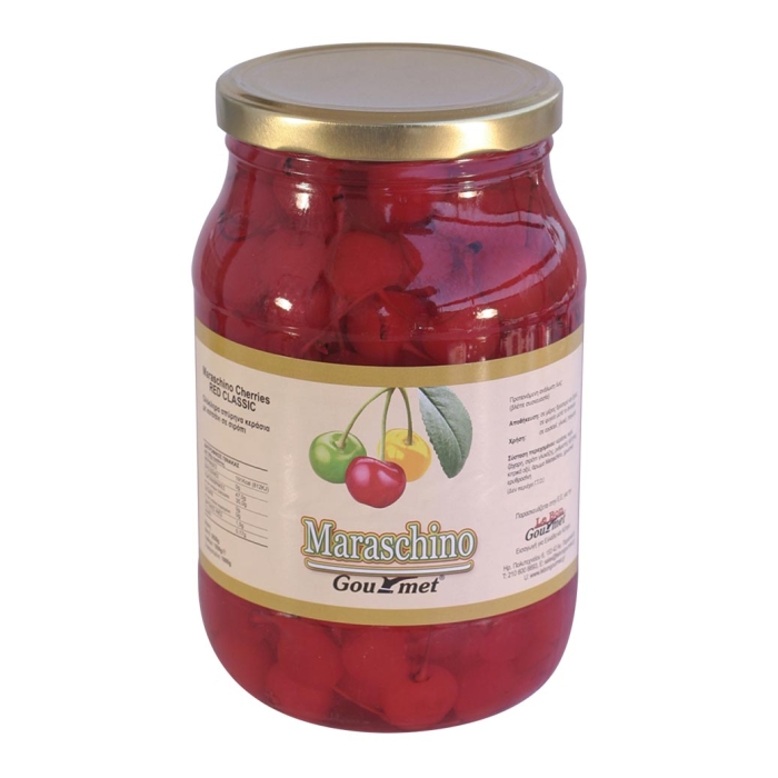 LE BON GOURMET CHERRIES MARASCHINO ΒΑΖΟ ΚΑΘΑΡΟ:1900gr ΣΤΡΑΓΓΙΣΜΕΝΟ:1000gr