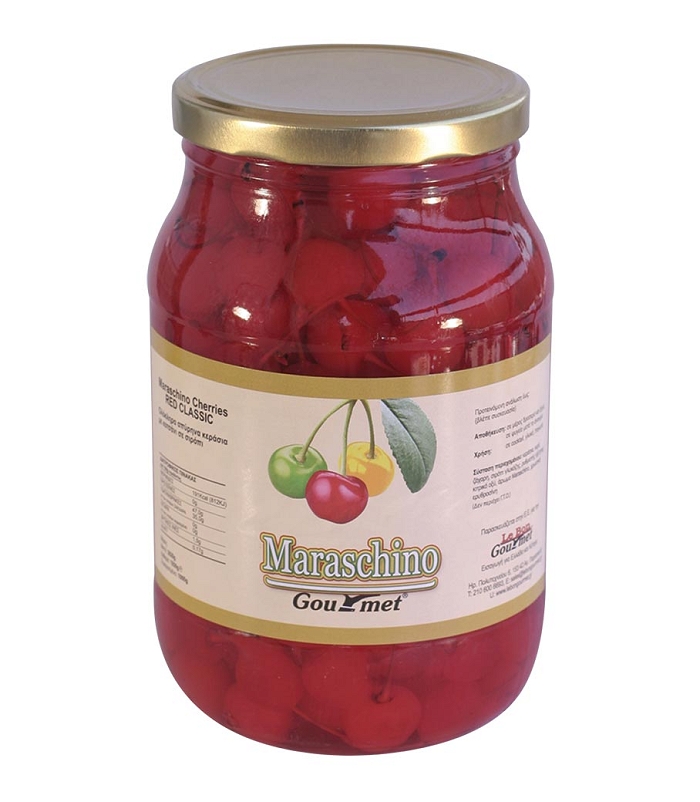 LE BON GOURMET CHERRIES MARASCHINO ΒΑΖΟ ΚΑΘΑΡΟ:1900gr ΣΤΡΑΓΓΙΣΜΕΝΟ:1000gr