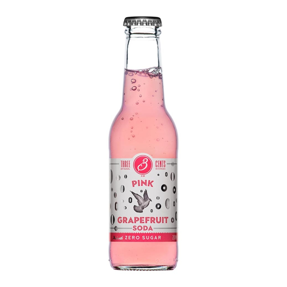 THREE CENTS PINK GRAPEFRUIT SODA ZERO 200ml