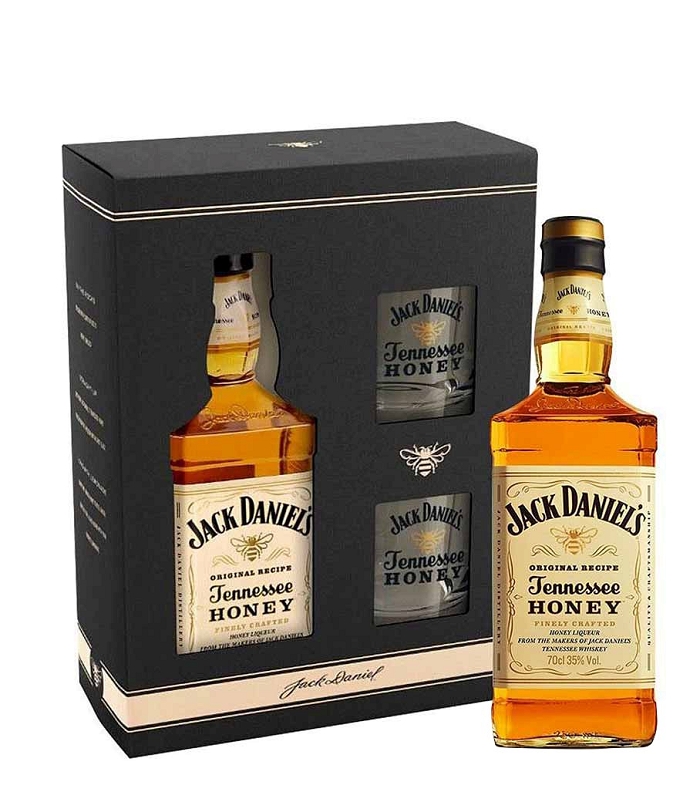 JACK DANIEL'S HONEY GIFT PACK (2 SIGNATURE GLASSES) LIQUEUR WHISKEY 700ml