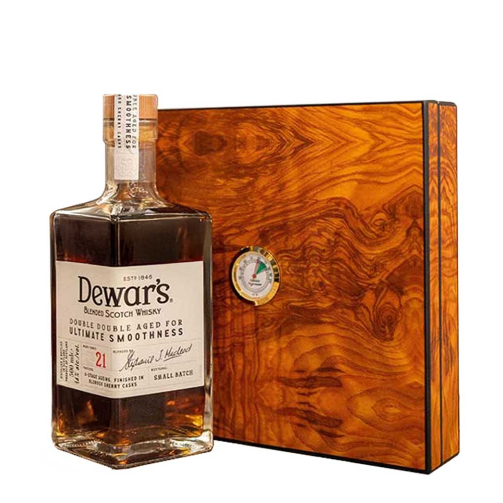 DEWAR'S 21 Y.O DOUBLE DOUBLE GIFT PACK (CIGAR HUMIDOR) WHISKY 500ml