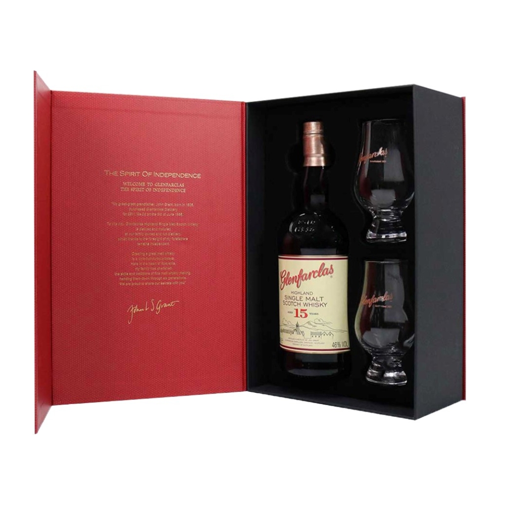 GLENFARCLAS 15 Y.O GIFT PACK (2 SIGNATURE GLASSES) WHISKY 700ml