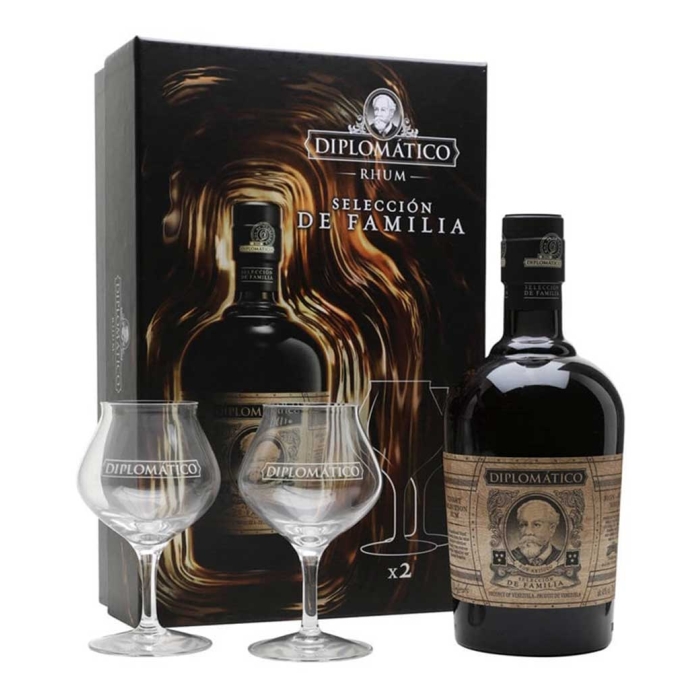 DIPLOMATICO SELECCION DE FAMILIA GIFT PACK (2 SIGNATURE GLASSES) RUM 700ml