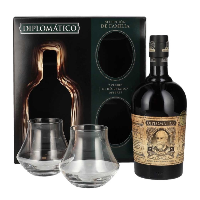 DIPLOMATICO SELECCION DE FAMILIA GIFT PACK (2 VERRES DE DEGUSTATION OFFERTES) RUM 700ml
