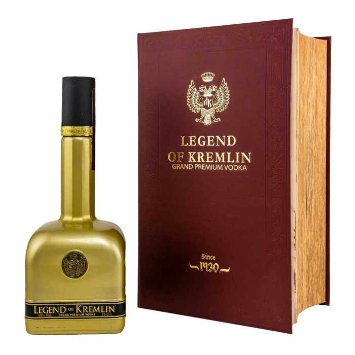 LEGEND OF KREMLIN GOLD IN BURGUNDY BOOK VODKA 700ml