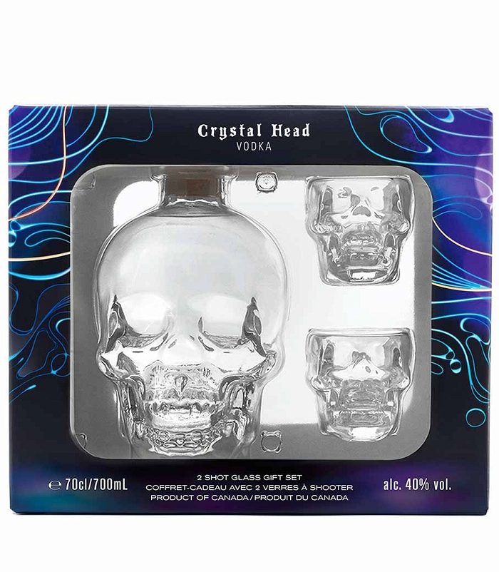 CRYSTAL HEAD GIFT PACK (2 SHOT GLASS GIFT SET) VODKA 700ml