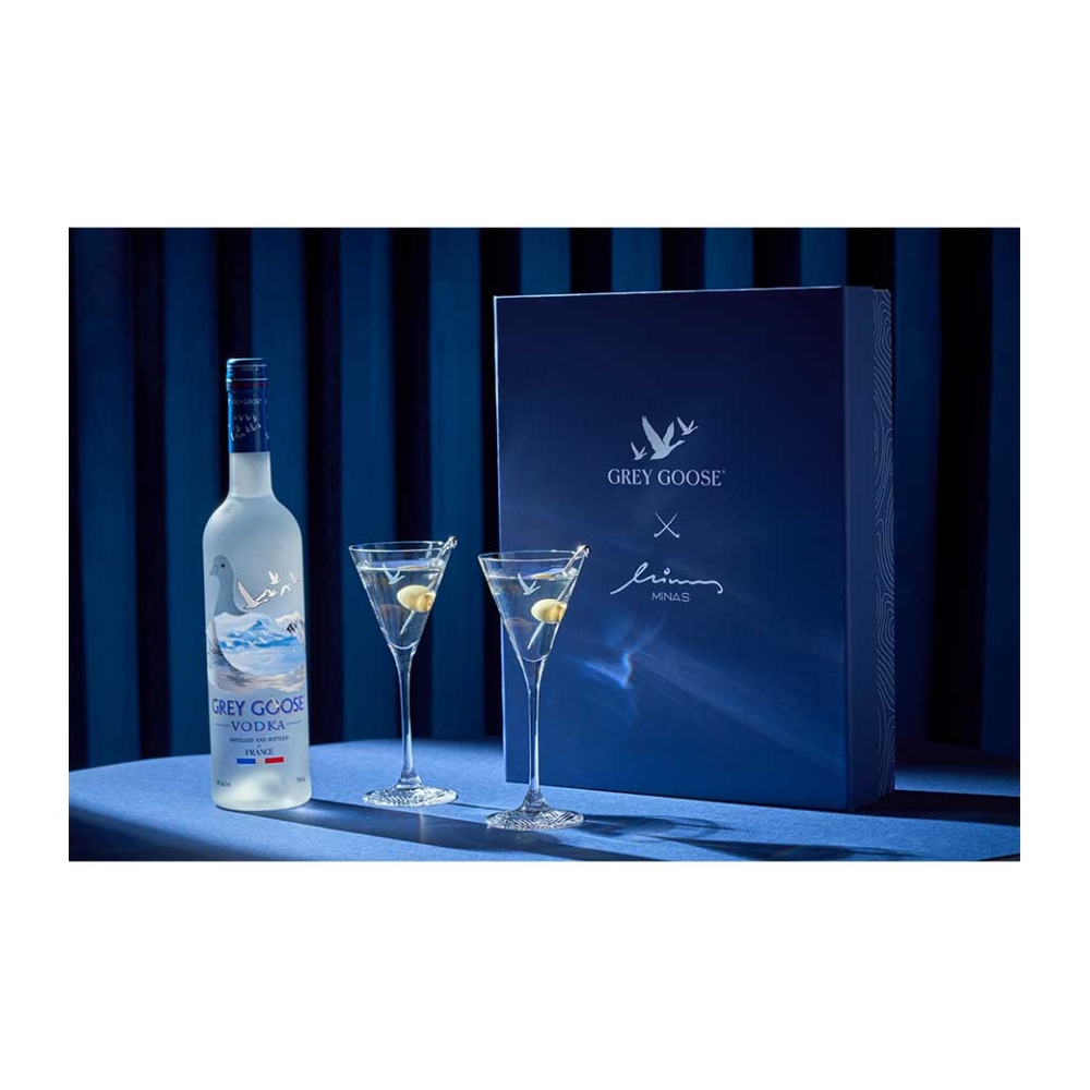 GREY GOOSE VODKA SET WITH MINAS COCKTAIL PICS & MARTINI GLASSES
