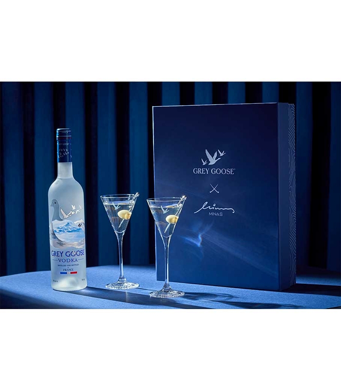 GREY GOOSE VODKA SET WITH MINAS COCKTAIL PICS & MARTINI GLASSES